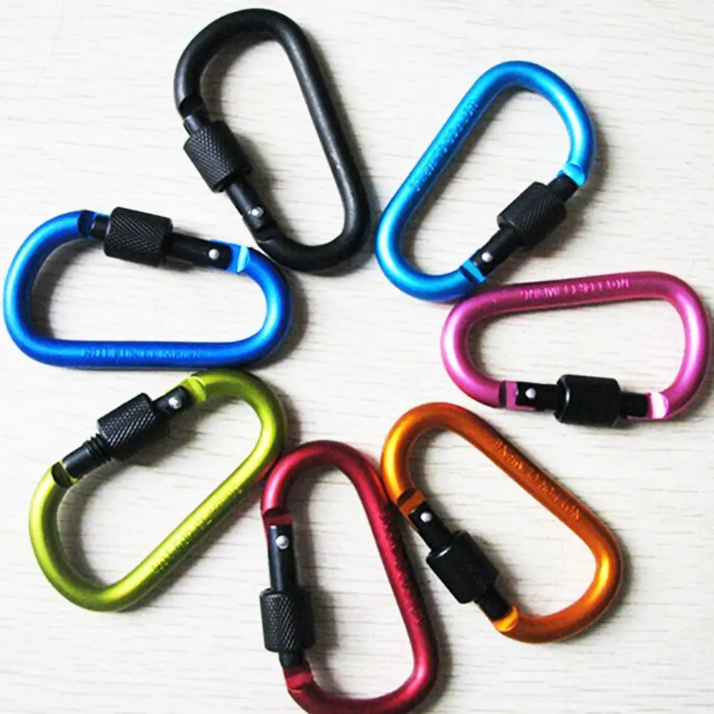 

Carabiner D-Ring Nut Button Aluminum Alloy High Strength Keychain Clip for Camping