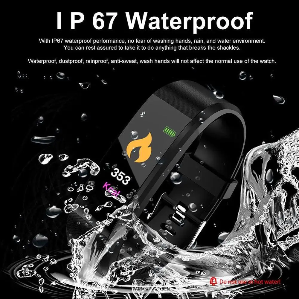 115 plus Smart Band Fitness bracelet Tracker Step Counter smartBand Watch Heart rate monitoring Wristband pk ID107 fit bit