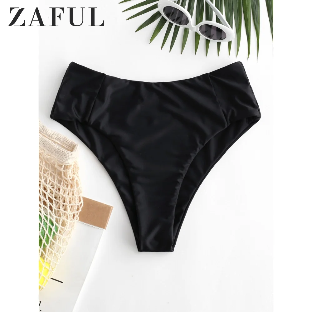 Женские плавки бикини ZAFUL однотонные с высокой талией со швом 2020|Раздельный из