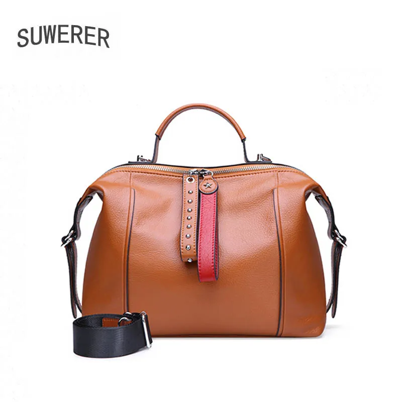

SUWERER New Women Genuine Leather bag luxury handbags women bags designer leather genuine cowhide leather bags women handbag