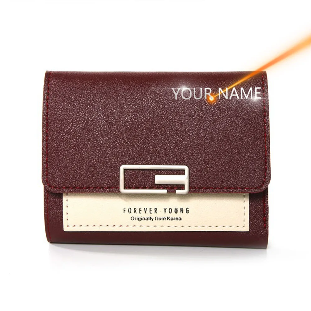 

2021 женские кошельки с гравировкой имени, Молодежные милые тонкие женские кошельки высшего качества из искусственной кожи, Женский кошелек ...