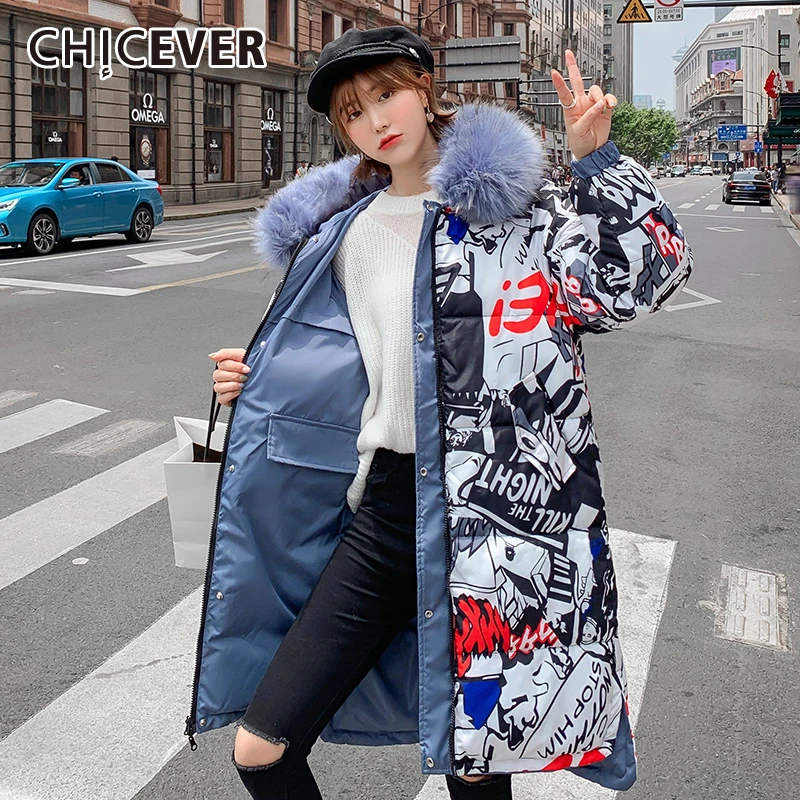 Женское пальто с капюшоном CHICEVER OL свободное повседневное плотное длинным