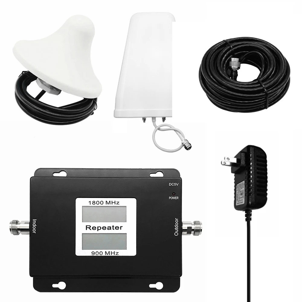 

GSM/DCS 900/1800MHz 2G/4G Dual Band Dual LCD Display Mobile Phone Signal Booster Cell Phone Signal Repeater Signal Amplifier Set