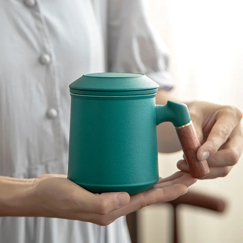 

Porcelain Tea Cup Personal Dedicated Office Mug Filtered Tea Large Capacity Water Cup Gift with Lid