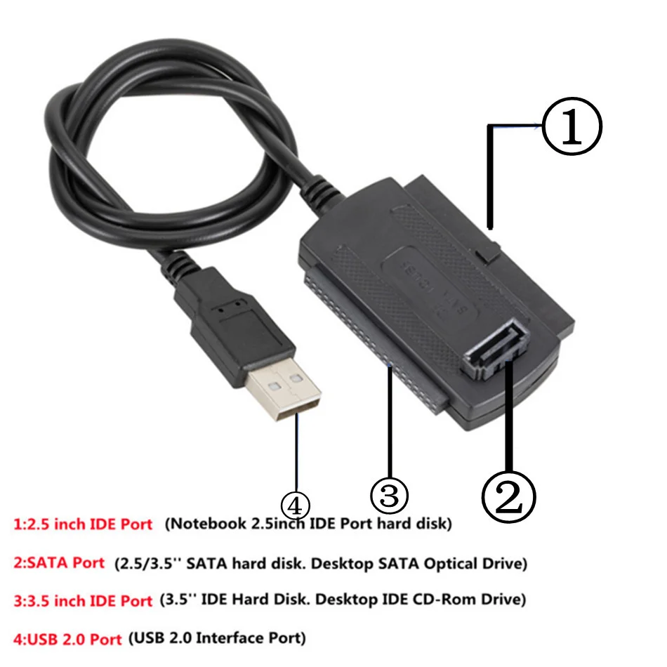 WVVMVV новый 3-в-1 USB 2 0 для IDE / SATA 5 3 дюйма жесткий диск HDD SSD 480 | Компьютеры и офис