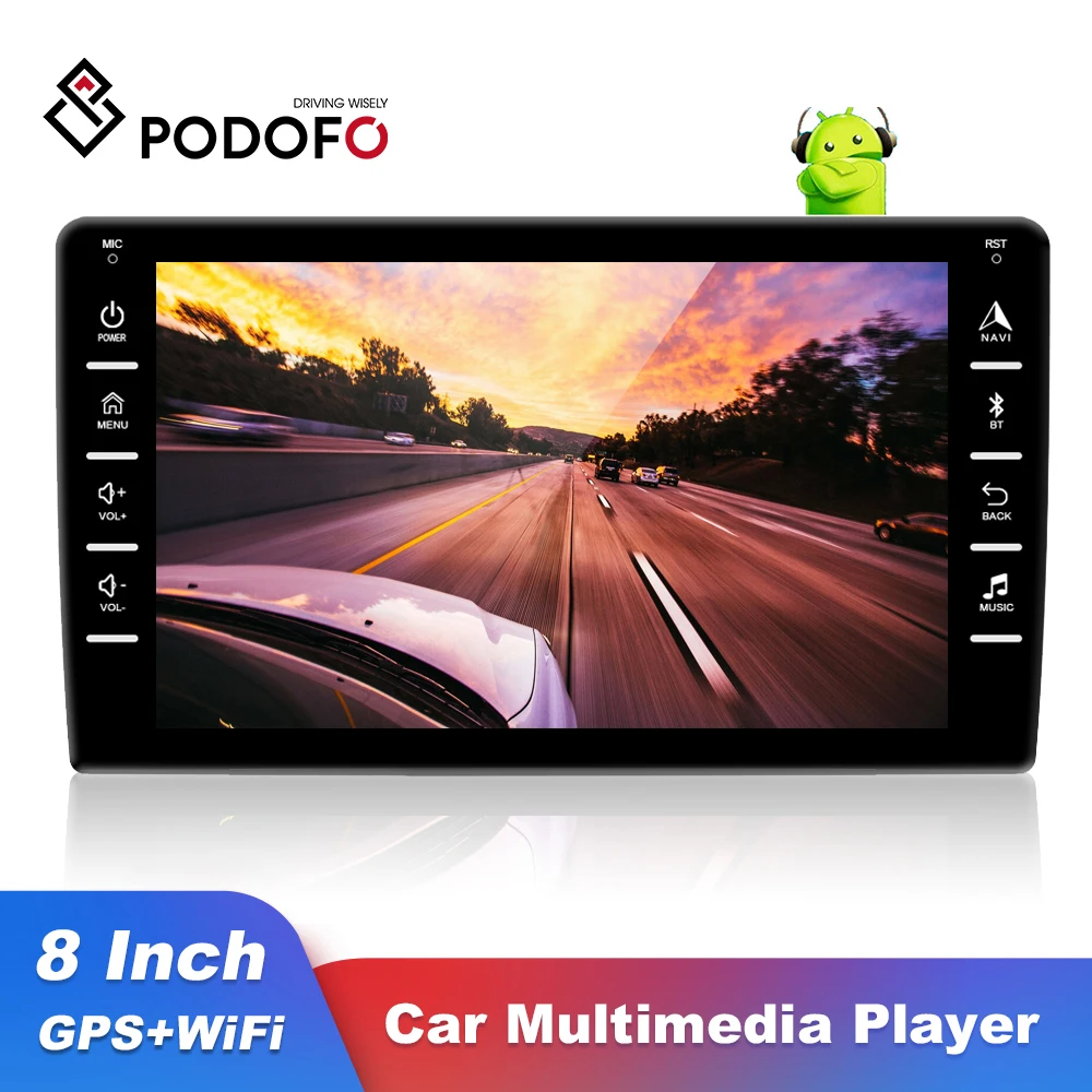 

Автомобильный мультимедийный плеер Podofo, MP5-плеер на Android, с GPS, Wi-Fi, 8 дюймов, для Volkswagen, Nissan, Hyundai, Kia, Toyota, типоразмер 2 Din