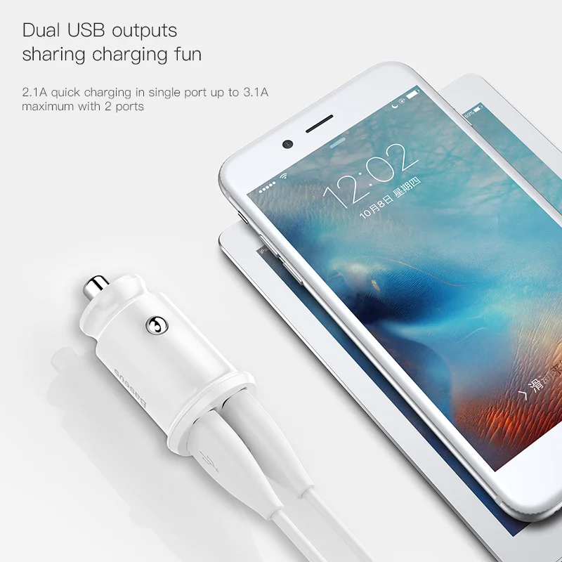 baseus universal mini car charger for mobile phone tablet gps 3 1a fast usb charger dual usb car phone charger adapter in car free global shipping
