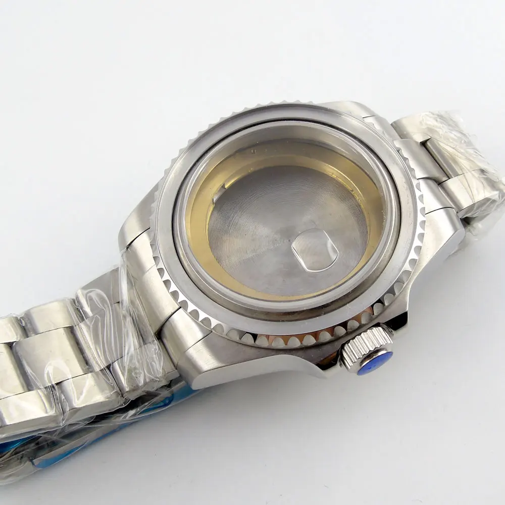 43MM Solid Stainless Steel Watch Case Sapphire Crystal Date Magnifier With Bracelet Fit For ETA 2836 Automatic Movement