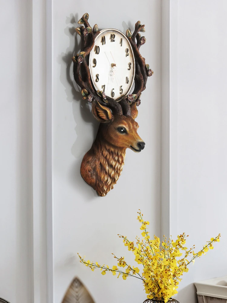 Минималистичные настенные часы в скандинавском стиле с оленем бесшумные для