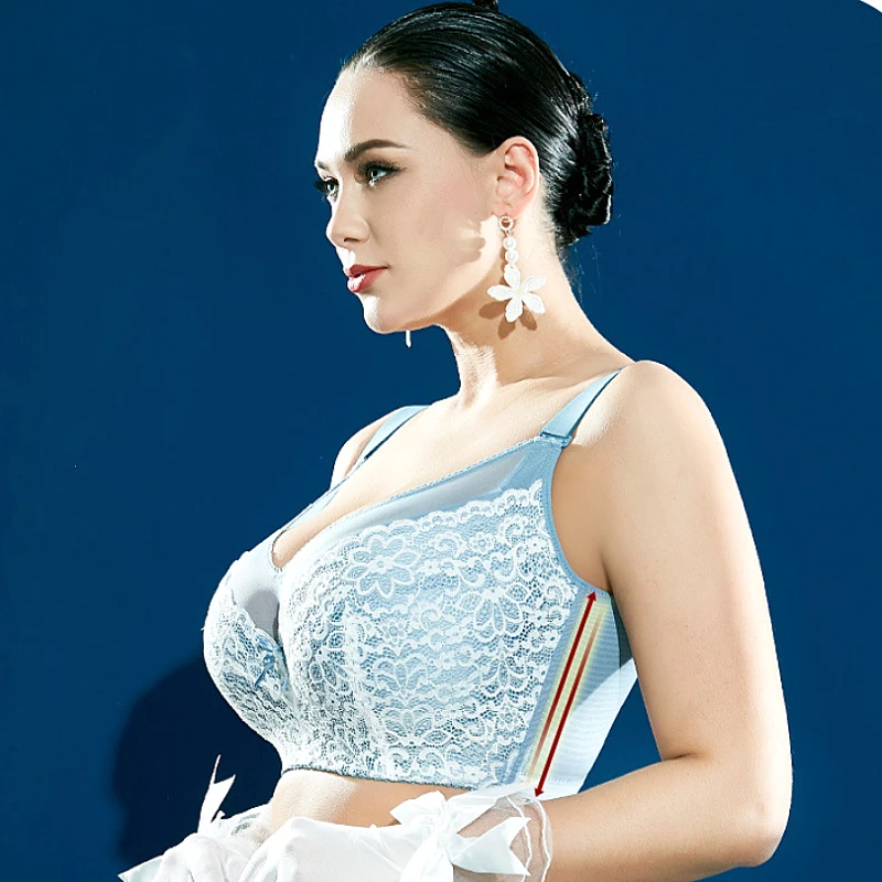 Women Wireless Bras Full Coverage Large Size Underwear Non Padded Lace Minimizer Bra Female Sexy Lingerie D E F G H I J Big Cup