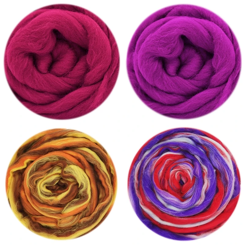 

Felt Wool 200g (50g x 4 Colors) 19 Microns Blended Merino Wool Roving Wool Natural Sheep Wool for Felting Wool Set