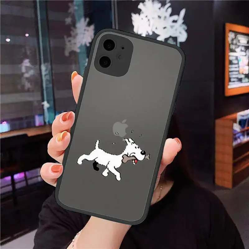

Les Aventures de Tintin et Milou Phone Case For iPhone 12 11 Mini Pro XR XS Max 7 8 Plus X Matte transparent cover