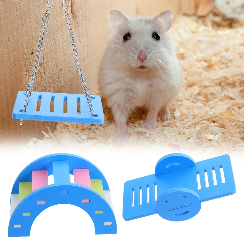 

Hamster Smiley Face Seesaw Toy Set Hamster Wooden Bridge Swing Ladder Squirrel Pet Wooden Hammock Small Animals Toys
