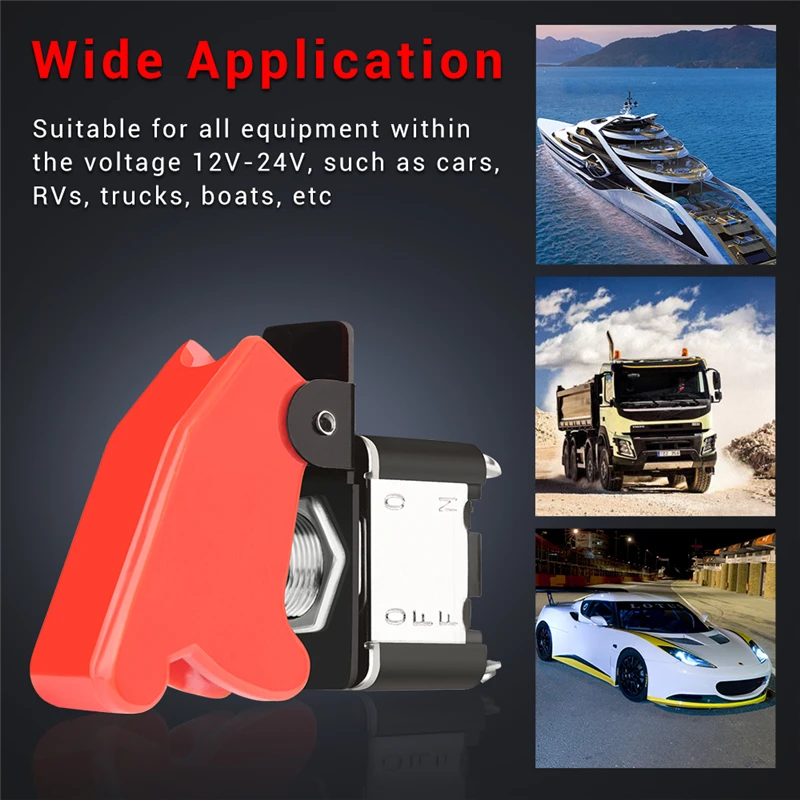 Сверхмощный тумблер MICTUNING SPST с Красной защитной крышкой 12 24 В 20 А|Переключатели и