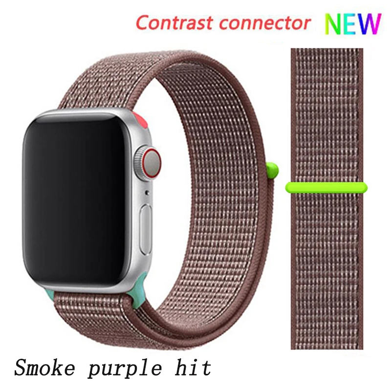 Ремешок для apple watch 5 4 ремешок 44 мм 40 мм Correa 42 мм 38 мм iwatch 5 4 3 2 нейлоновый браслет pulseira ремешок для часов - Цвет ремешка: Smoke purple 10 hit