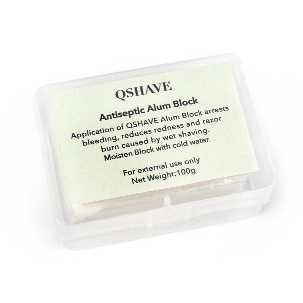 Чехол для хранения QSHAVE It с большим квасцовым блоком, успокаивающий пенопласт после бритья, чтобы закрыть поры, помогает остановить кровотечение от царапин и порезов