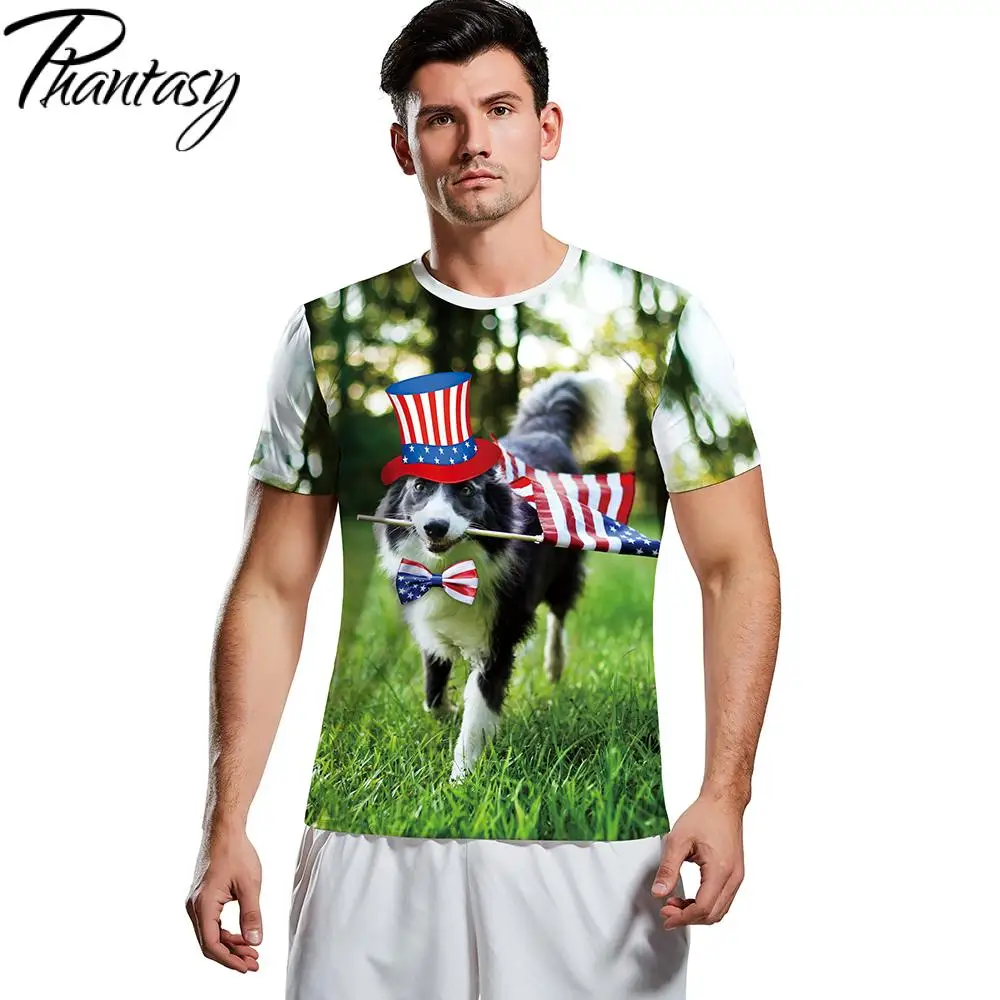 Мужская футболка с 3D-принтом в виде совы Phantasy летняя американским флагом для