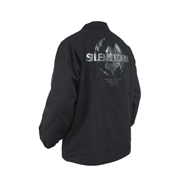 SILENSTORM Techwear черная тренерская куртка Windprood водостойкая оверсайз в стиле хип-хоп |