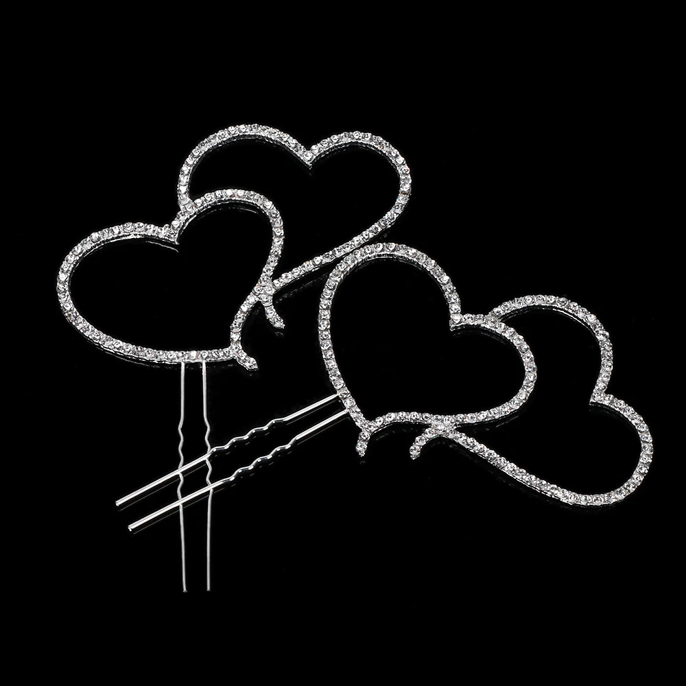 Романтическое украшение Стразы с кристаллами в форме двойного сердца для торта