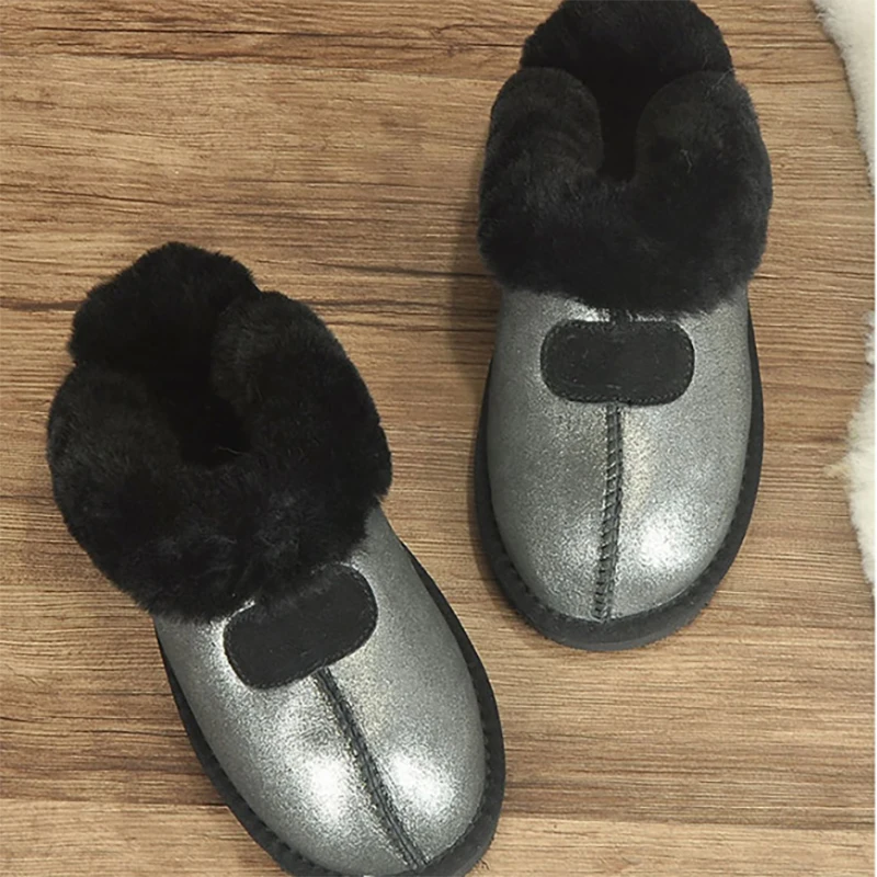 

2021 Sheepskin Fur Slippers Fashion Female Winter Slippers Women Warm Indoor Slippers Soft Wool Lady Home Shoes large size