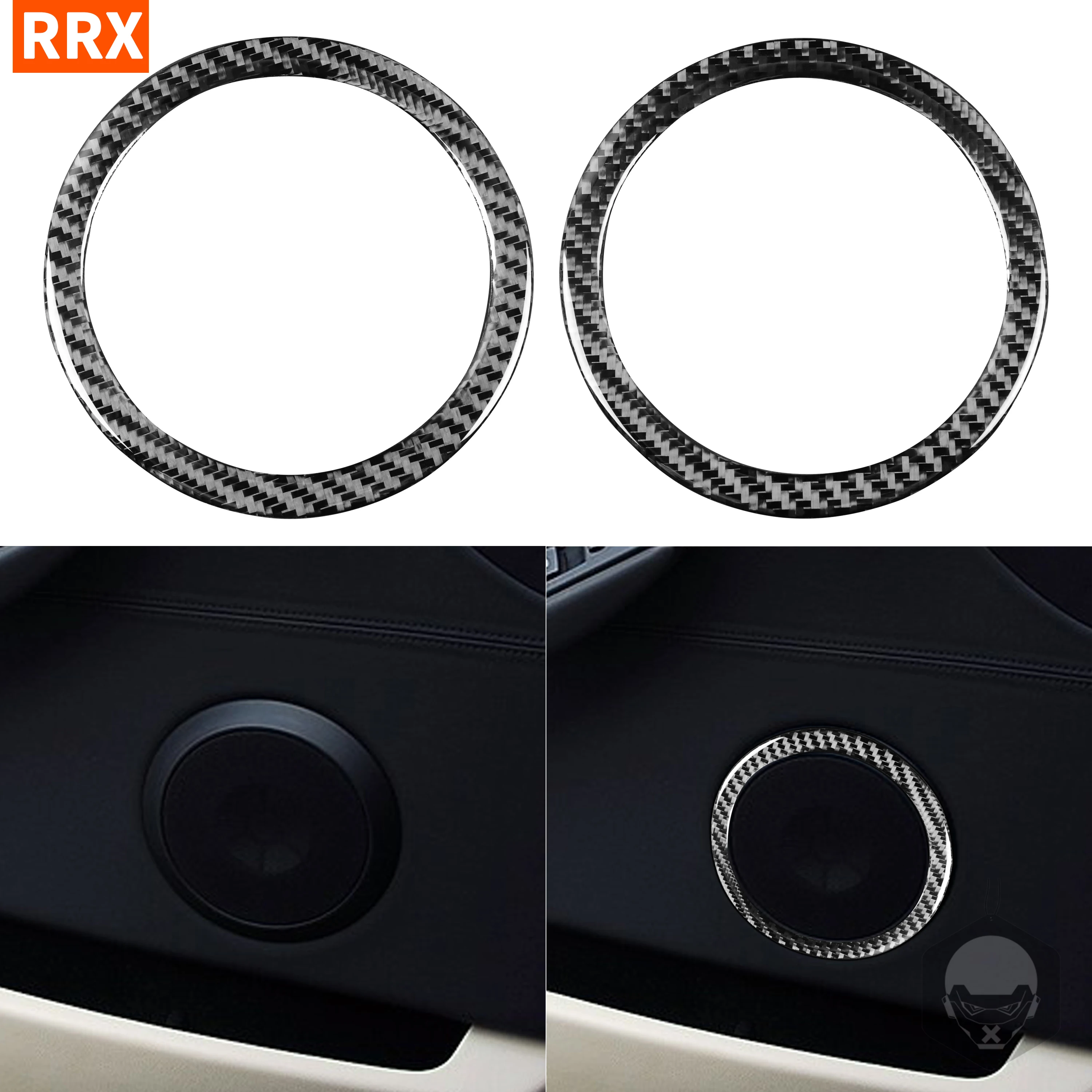 

For BMW 6Series E63 E64 2004-2010 Black Carbon Fiber Stickers Front Door Panel Horn Ring Styling Interiors Car Accessories