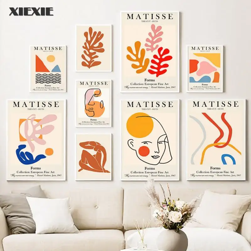 

Abstract Line Face Coral Geometry Posters and Prints Canvas Painting Wall Art Matisse Wall Pictures for Living Room Decor