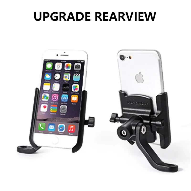 Upgrade Rearview YPAY мотоцикл горный велосипедный держатель для телефона Алюминий регулируемый руль мотоцикла Зеркало заднего вида 4-6,5 дюймов телефон крепление - Цвет: Upgrade Rearview