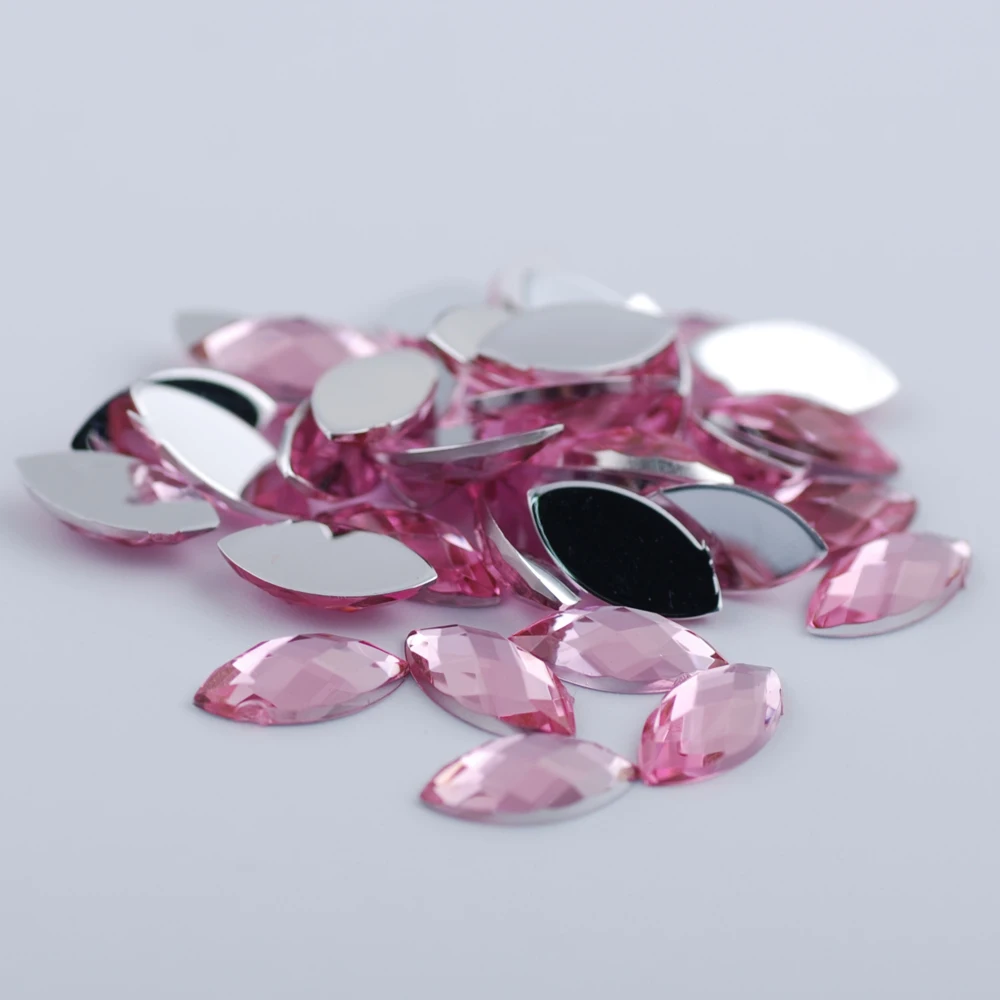 Light pink 5x10 мм, 100 штук, плоская задняя сторона, маркиза, грань земли, прозрачный кристалл, цветные акриловые стразы, бусины для украшения своими руками - Цвет: Light pink