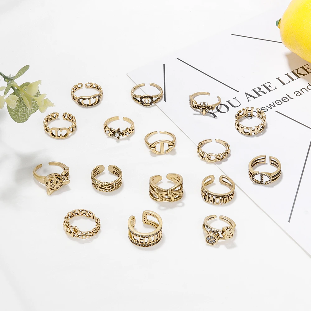 

2021 New Fashion Women Ring Copper Retro Hollow Pattern Rings for Men Jewelry Accessories Wholesale