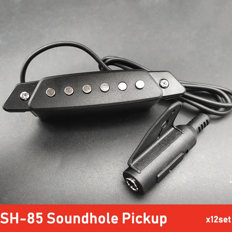 

12set SH-85 Black 6 Hole Magnetic Soundhole Pickup for Acoustic Guitar with 6.35mm Output Endpin Jack