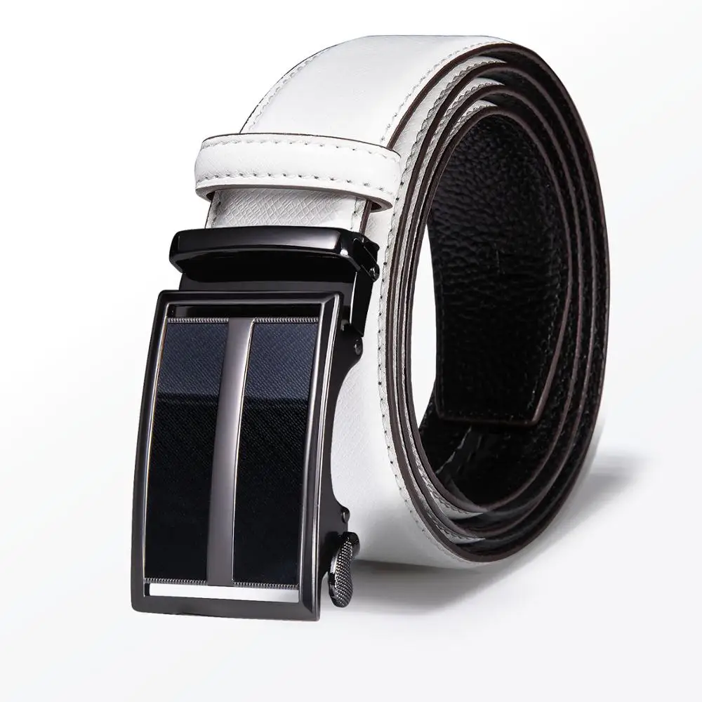 

New White Leather Belt Male Designer Black Automatic Buckle Cowhide Leather Men Belt Luxury Belts For Men Barry.Wang GP-0065