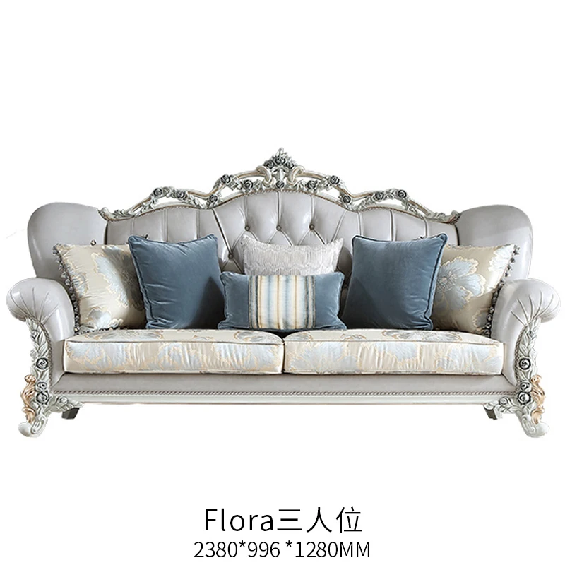French light luxury leather sofa large family European living room high sense combination furniture set | Мебель