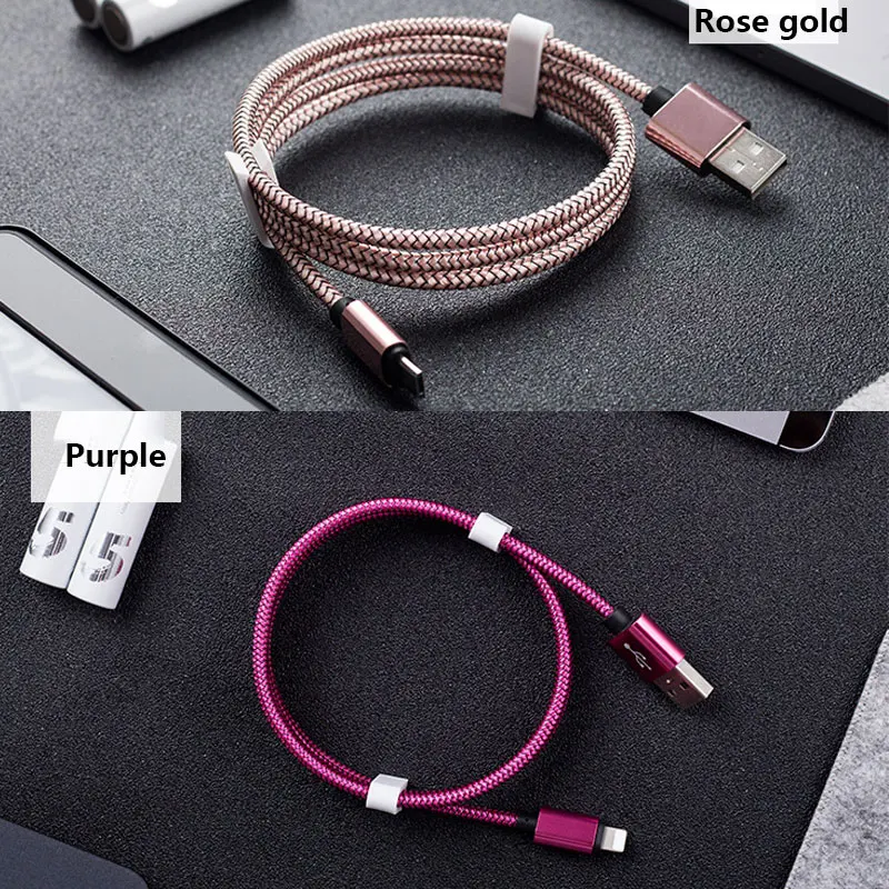 Usb-кабель 2.4A быстрое зарядное устройство 1 м с одной головкой плетеные usb-кабели для iphone Xs Max Iphone6 6s Puls Ipad Mini 1 2 3 4 оборудования
