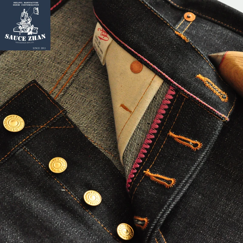 Соус происхождения япония синий деним Selvedge джинсы сырые джинсовые немытые синие