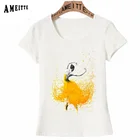 Женская футболка с графическим принтом AMEITTE, белая Повседневная футболка с принтом в виде балерины и маргариток для девушек на лето