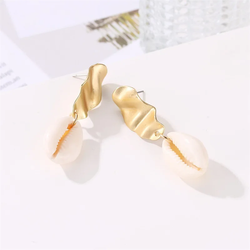Висячие серьги HOCOLE Sea Shell для женщин 2019 Brincos богемные золотые металлические из