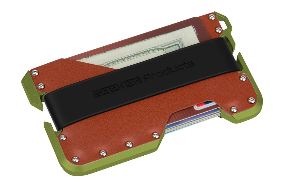 green metal brown L ZEEKER дизайн Алюминиевый металлический RFID блокирующий кредитный держатель для карт из натуральной кожи минималистичный бумажник для карт для мужчин - Цвет: green metal brown L