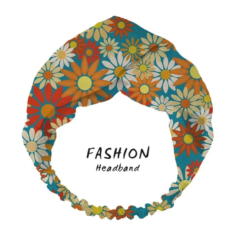 

Women Blue Daisy Bandanas Headbands girl Turban Cross Hair Bands Head Wrap headband for Women Hair Accessories 2021