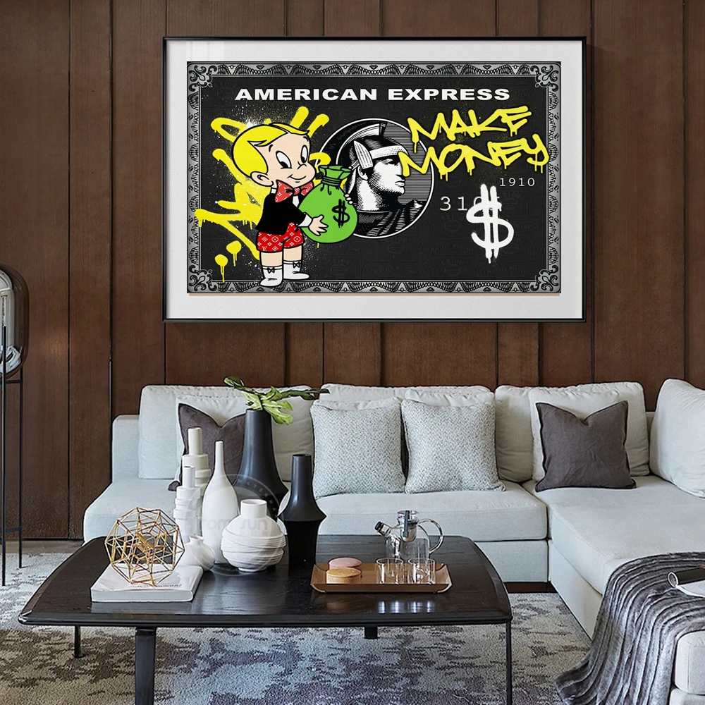 

Make Money Artwork Graffiti Dollars Paintings On Canvas Wall Art And Print Pictures For Modern Living Room Home Cuadros No Frame