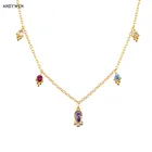 Очаровательное ожерелье ANDYWEN из стерлингового серебра 925 пробы с золотистым кулоном 40 см цепочка ожерелье 2021 Радуга CZ роскошный женский свадебный подарок ювелирные изделия