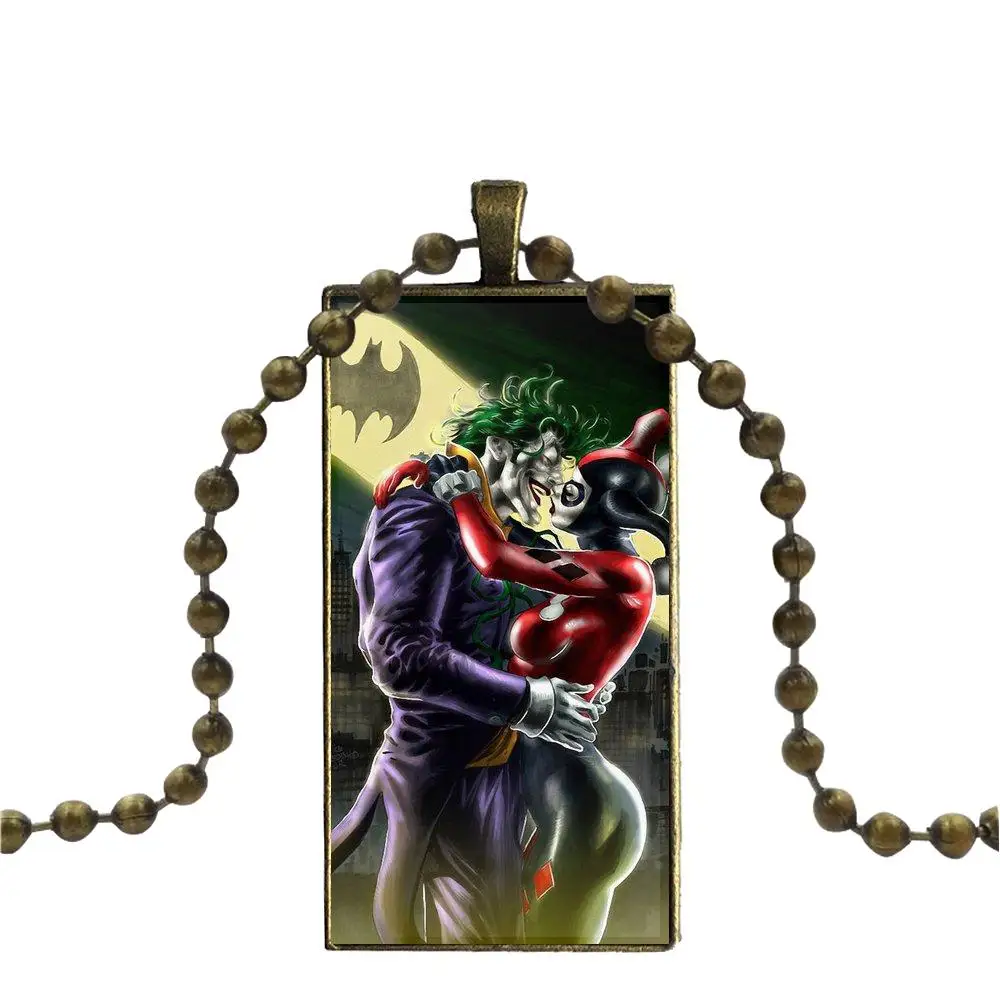 Joker And Harley Quinn стеклянный кабошон чокер подвеска прямоугольное ожерелье стальное