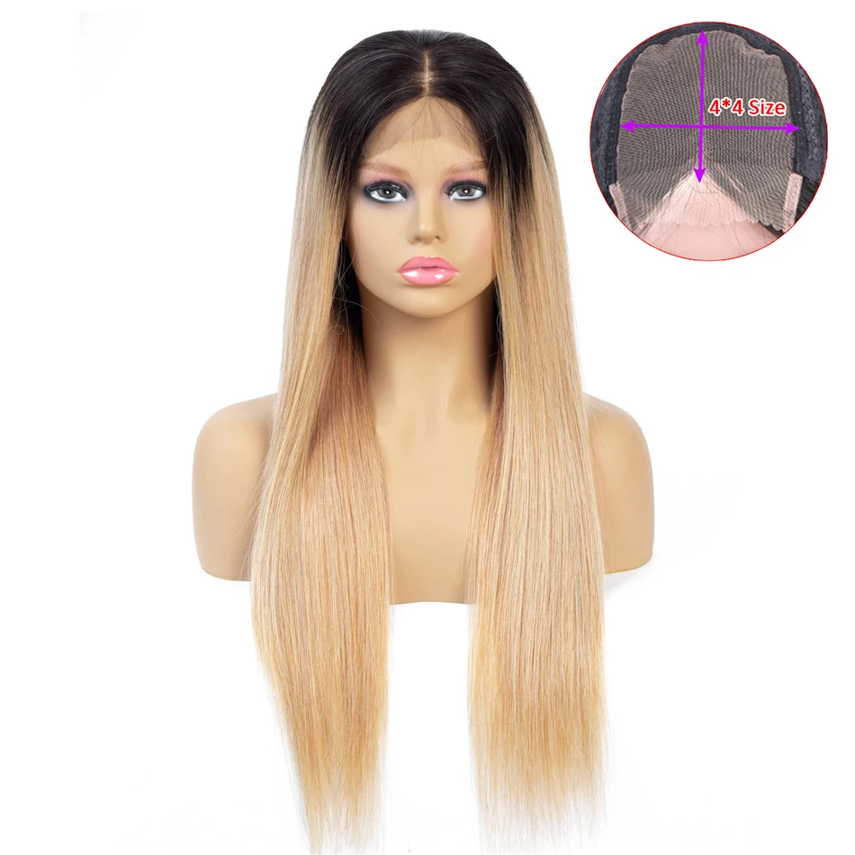 1B 27 человеческие волосы с кружевной застежкой цвет Омбре искусственные 130% 4*4