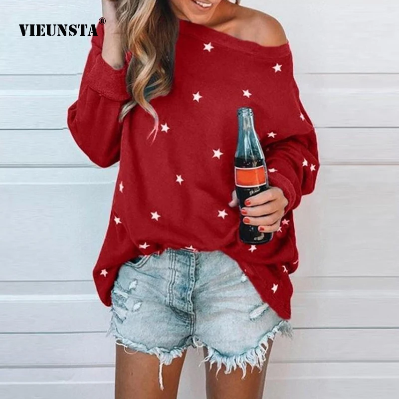 VIEUNSTA Женская Сексуальная Блузка с открытыми плечами рубашка Осенняя