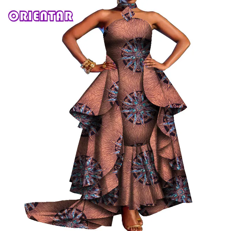 African Dresses for Women 2020 Party African Print Floor Length Dress Off Shoulder Dashiki Ladies African Dress Plus Size WY8263