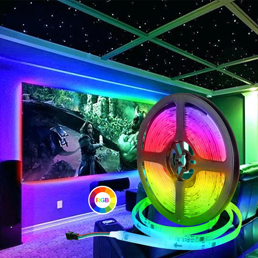 Светодиодная лента 2811 IC RGB 5050 гибкая светодиодная 300 режима 12 В умная для