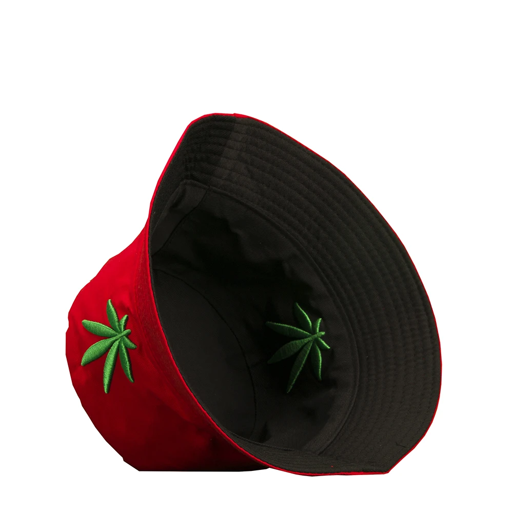 Шляпа ведро женская шляпа от солнца мужская с вышитым листом летняя зеленая для