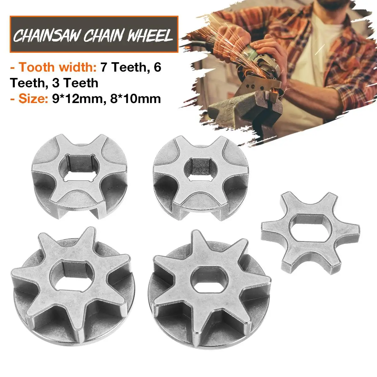 

3/6/7Teeth M10 Sprocket Chain Saw Gear Angle Grinder Replacement Gear Chainsaw Bracket Power Tool Gear Chainsaw Part Replacement