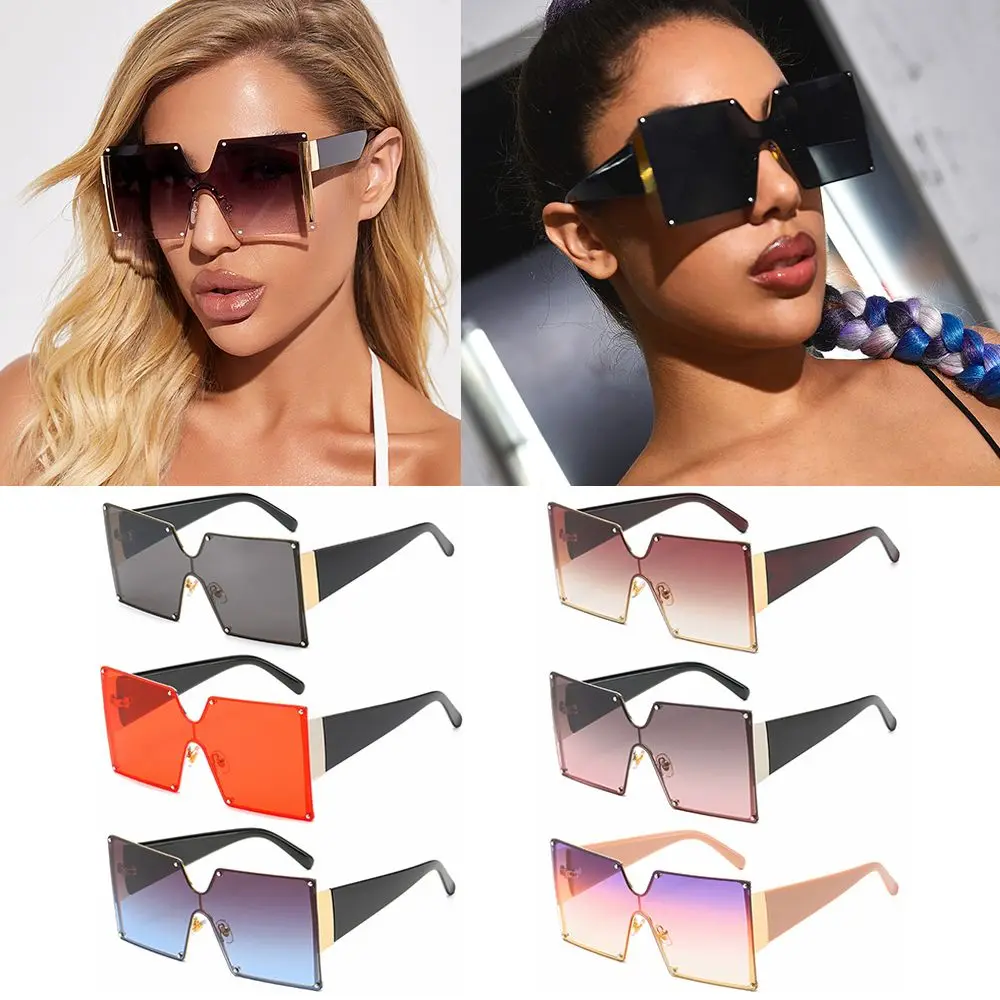 

Women UV400 Rimless Frame Candy Color Oversized Square Sunglasses Sun Glasses Travel Eyewear Shades