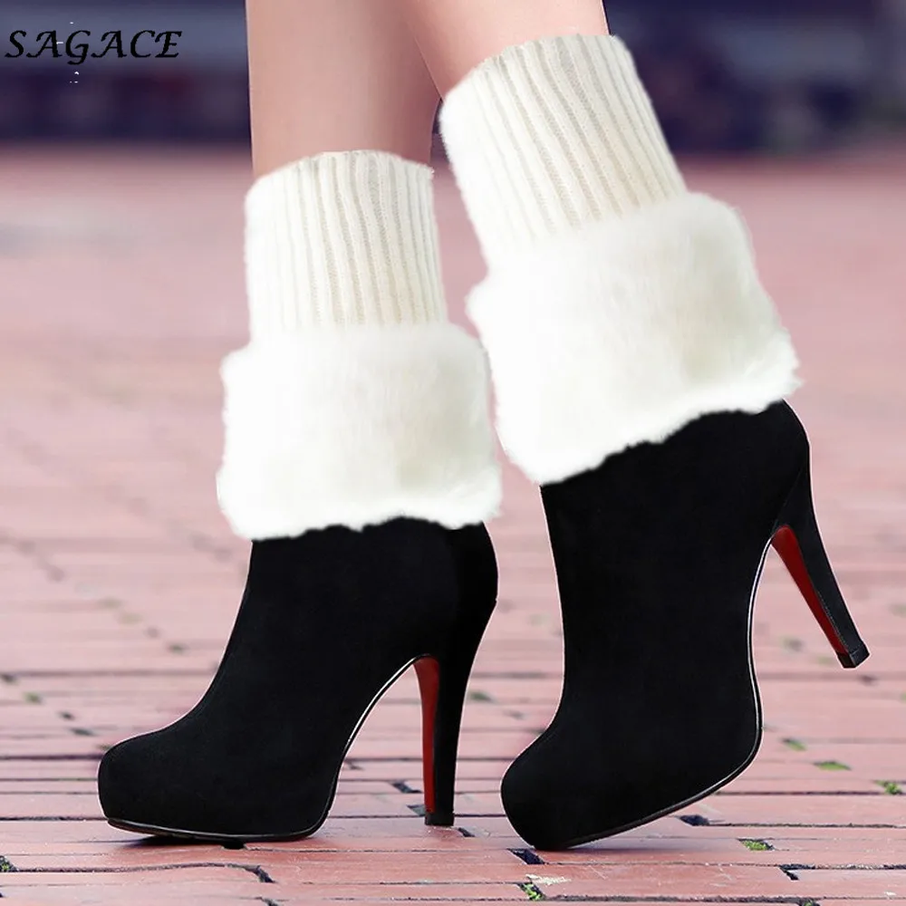 Гетры SAGACE женские теплые вязаные однотонные гетры женская обувь плюшевые носки