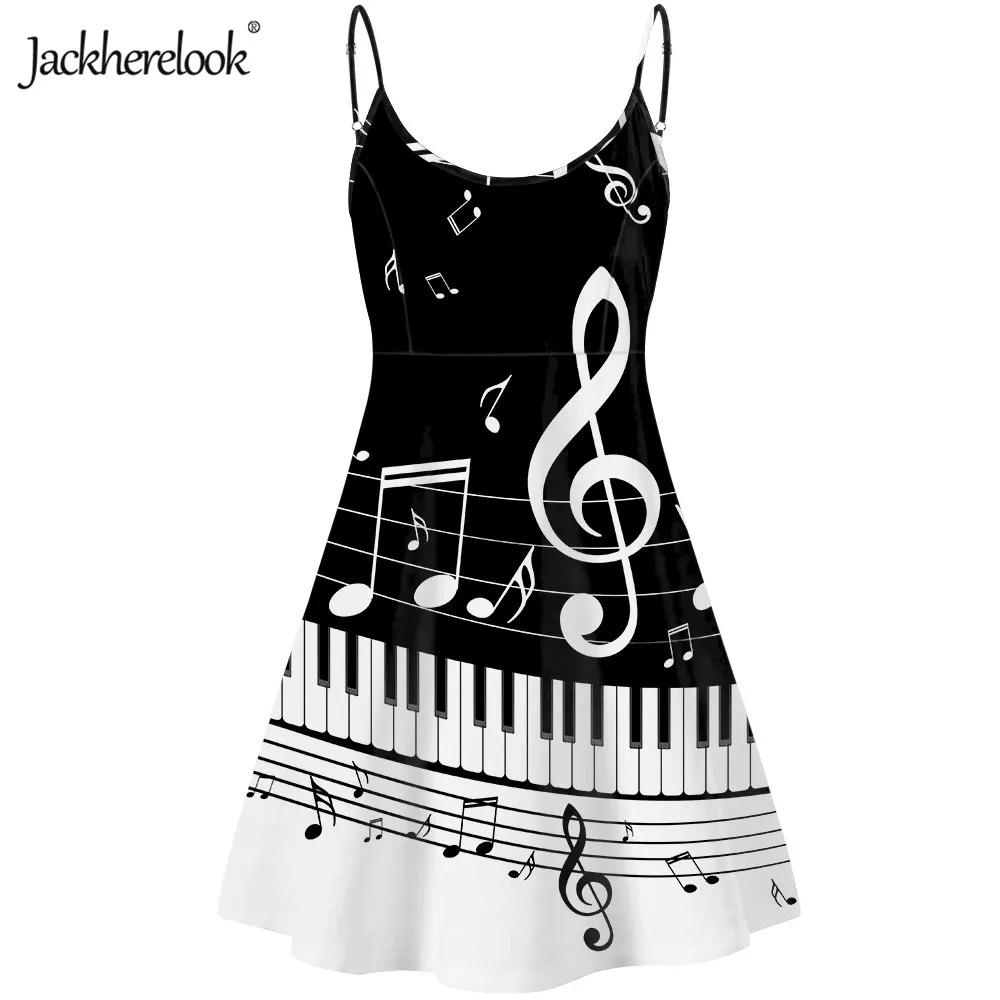 

Jackherelook Mucis Notes Piano Keys Print Sleeeveless Black Party Dress for Women's Backless Strapless Dresses Vestido de Mujer